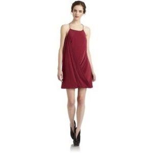 POLECI Draped CROSSOVER  Burgundy Strappy DRESS Bubble Hem 4